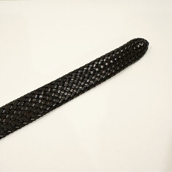 Chaps Classic Prep Preppy Black Woven Bonded Leather Belt - Picture 2 of 8